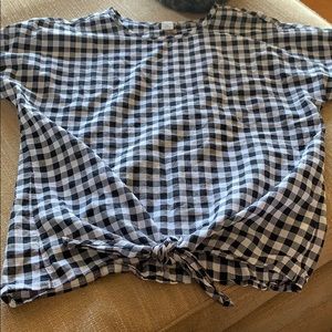 JCrew tie front gingham top